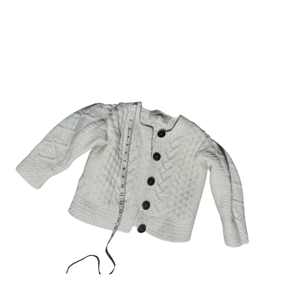Aran Sweater Market Kids Wool Cable Knit Cardigan Made in Ireland Size M